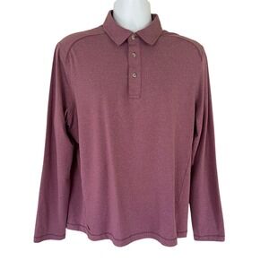 UNTUCKit LS Clavidor Mens Large Long Sleeve Polo Shirt Purple Heather 41917